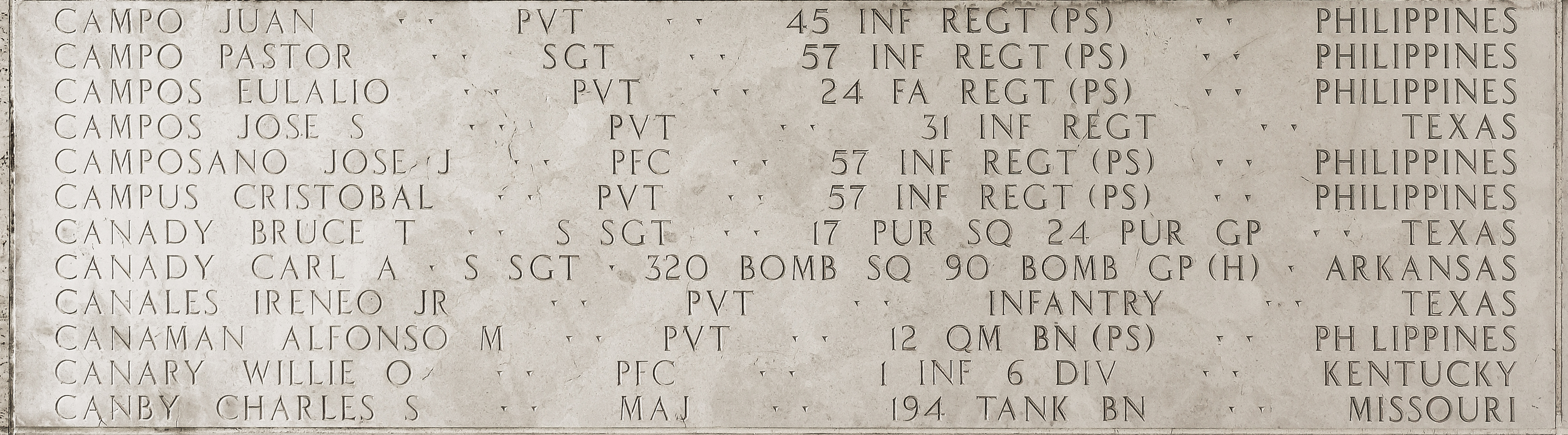 Carl A. Canady, Staff Sergeant